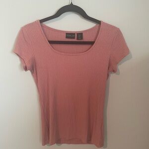 Rachel Zoe Ribbed Short Sleeve Top in Pink